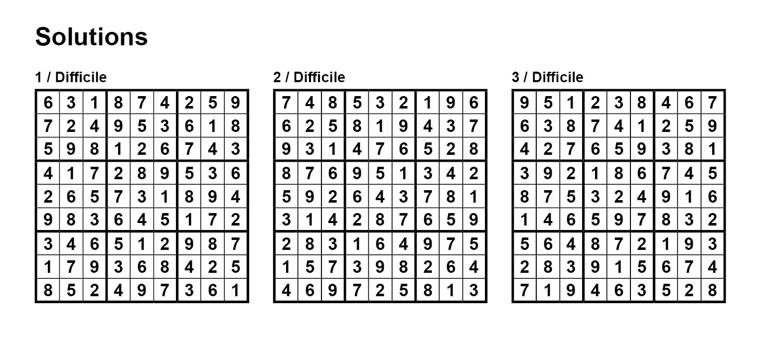 Pack N 1 De 3 Grilles De Sudoku 9x9 Niveau Difficile