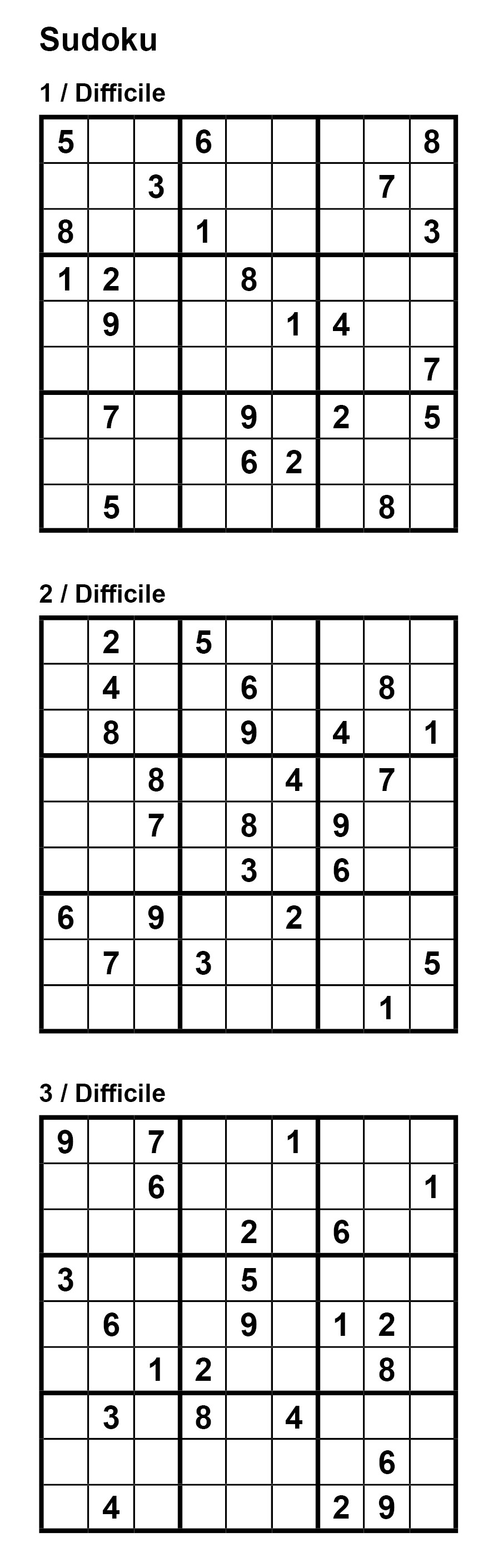 Pack N 5 De 3 Grilles De Sudoku 9x9 Niveau Difficile