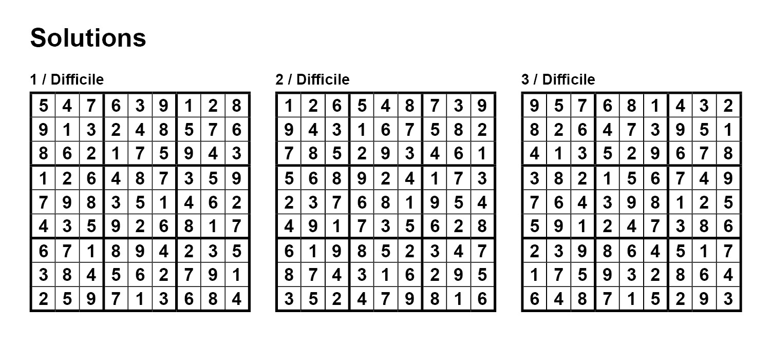 Pack N 5 De 3 Grilles De Sudoku 9x9 Niveau Difficile