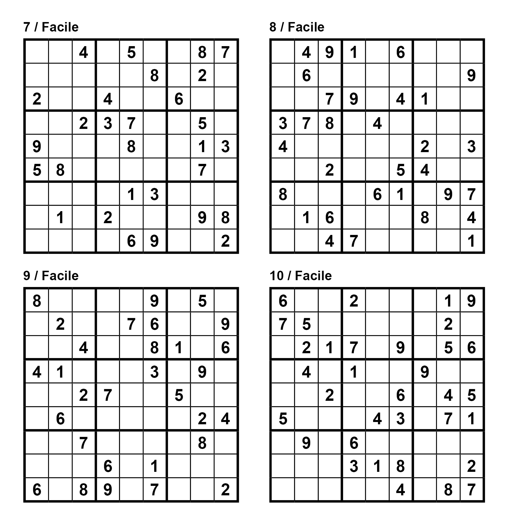 Pack N 1 De 10 Grilles De Sudoku 9x9 Niveau Facile