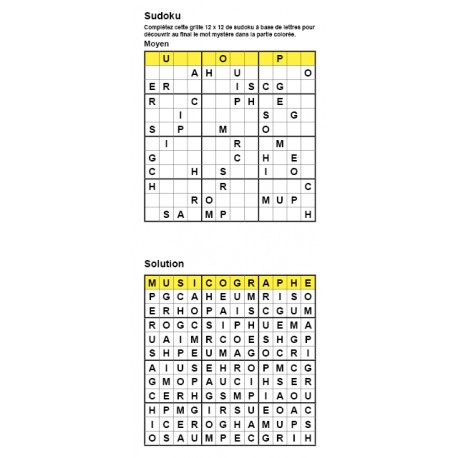 Sudoku / Wordoku 12x12 n° 3 - Mot mystère - Niveau Facile